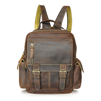 Men's backpack cowhide genuine leather retro outdoor casual male travel bag 