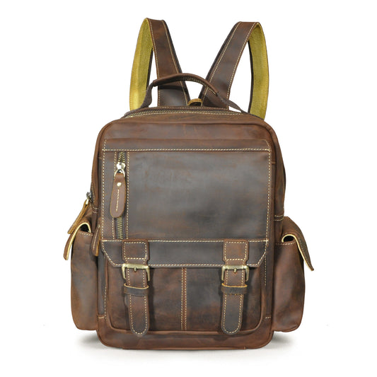 Men's backpack cowhide genuine leather retro outdoor casual male travel bag 