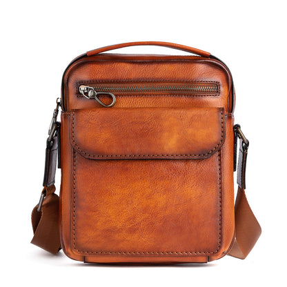 Men's Shoulder Bag Genuine Cowhide Leather Retro Casual Men's Crossbody Bag Handbag 