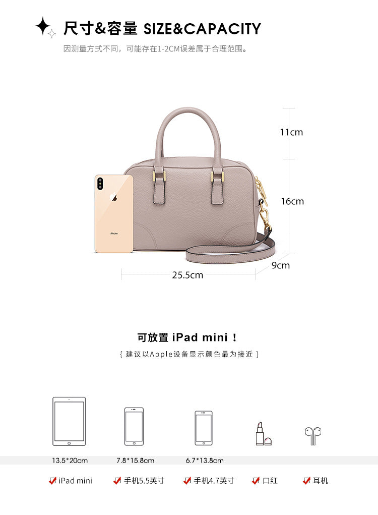 Ladies handbag fashion genuine leather luxury Boston bag retro elegant shoulder bag handbag.bag