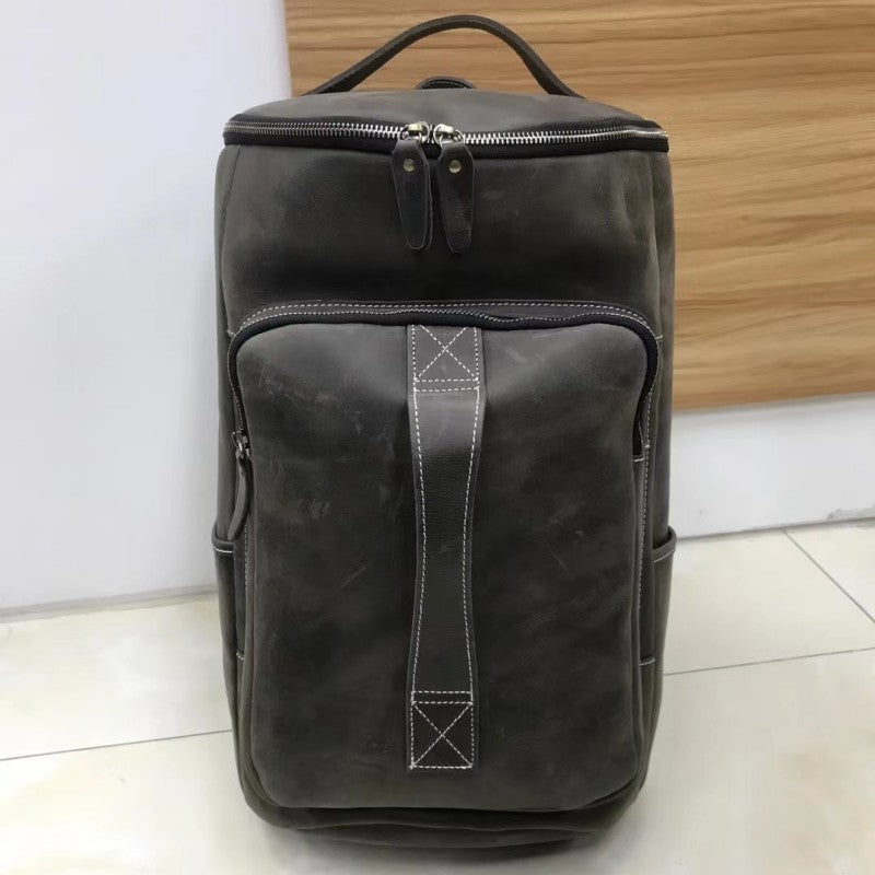 Men's backpack cowhide genuine leather Crazy Horse casual business large capacity fashion travel bag 