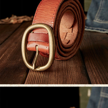 Men's Belt Hand-knitted Cowhide Genuine Leather Copper Needle Buckle Retro Fashion Personality Casual Men's Belt 