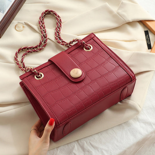 Women's crossbody bag Genuine leather large capacity chain bag Crocodile pattern fashion square bag Shoulder bag that goes with anything. Pochette