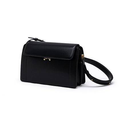 Women's Bag Retro Underarm Bag Genuine Leather Simple Temperament Square Bag Accordion Bag Temperament Shoulder Bag.Pochette