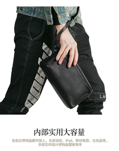 Men's Shoulder Bag Genuine Cowhide Leather Retro Casual Male Crossbody Bag 