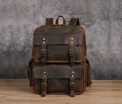 Men's backpack Cowhide genuine leather large capacity outdoor casual men's travel bag computer bag 