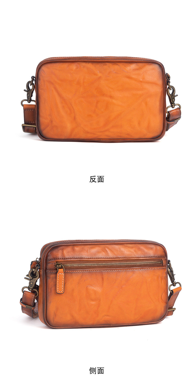 Men's Shoulder Bag Genuine Cowhide Leather Retro Crossbody Bag for Men 