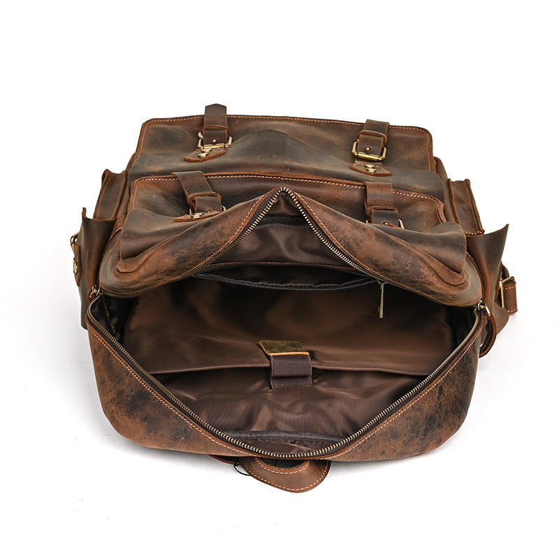 Men's backpack Cowhide genuine leather large capacity outdoor casual men's travel bag computer bag 