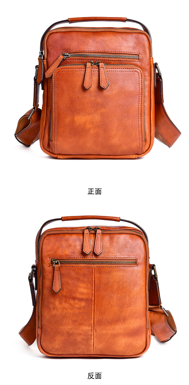 Men's Shoulder Bag Genuine Cowhide Leather Retro Casual Male Crossbody Bag 