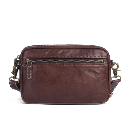 Men's Shoulder Bag Genuine Cowhide Leather Retro Crossbody Bag for Men 