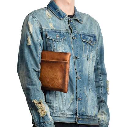 Men's Clutch Bag Cowhide Retro Casual Handbags for Men 