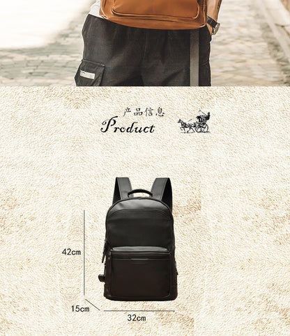 Men's backpack handmade cowhide genuine leather simple casual quality travel bag 