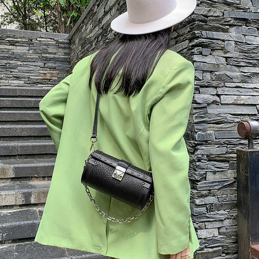 Ladies Cylindrical Bag Sheep Leather Crossbody Bag Genuine Leather Chain Bag Women Luxury Underarm Bag Shoulder Bag.Pochette