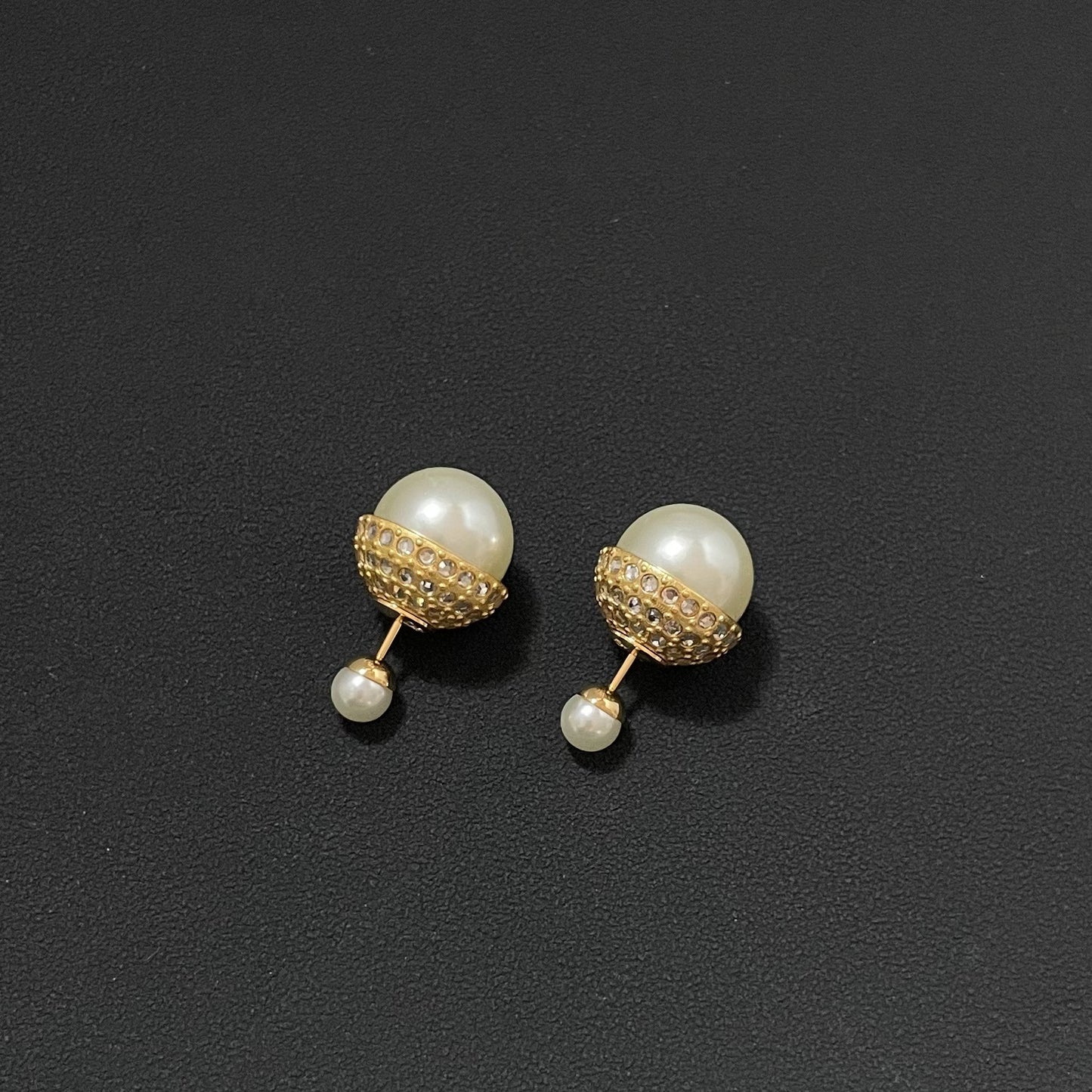 Double-sided pearl earrings large and small beads high quality retro earrings