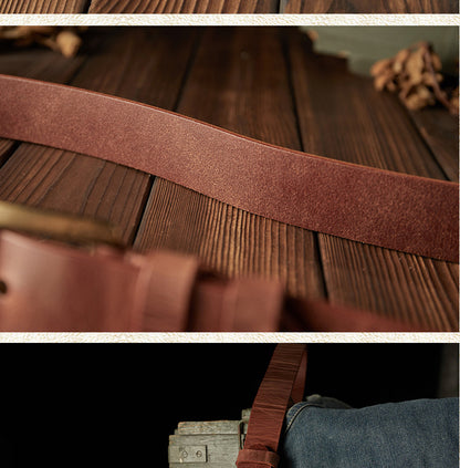 Men's belt handmade original retro cowhide genuine leather needle buckle casual simple copper buckle belt for men 