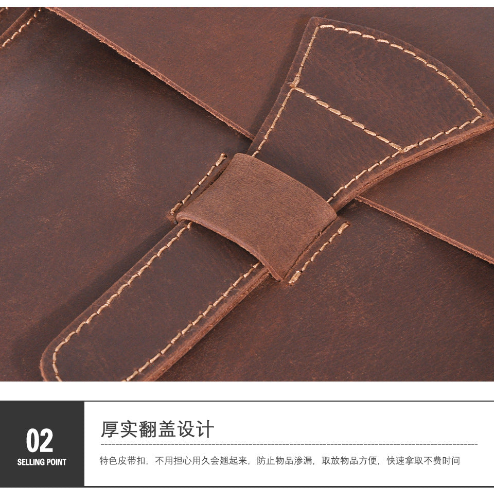 Men's Briefcase Genuine Cowhide Leather Crossbody Bag Retro Business Men Shoulder Bag Computer Bag 