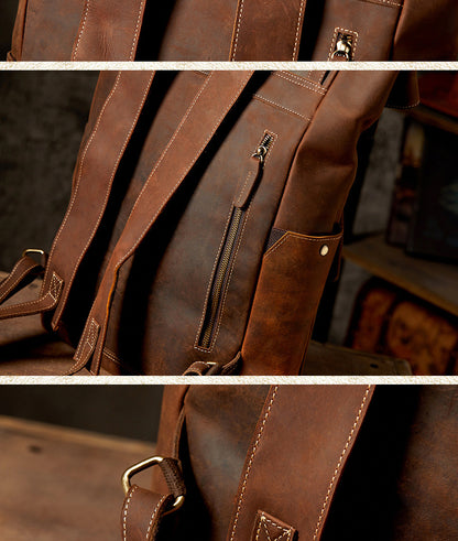 Men's backpack made of cowhide genuine leather fashion individuality large capacity casual computer bag men travel bag 