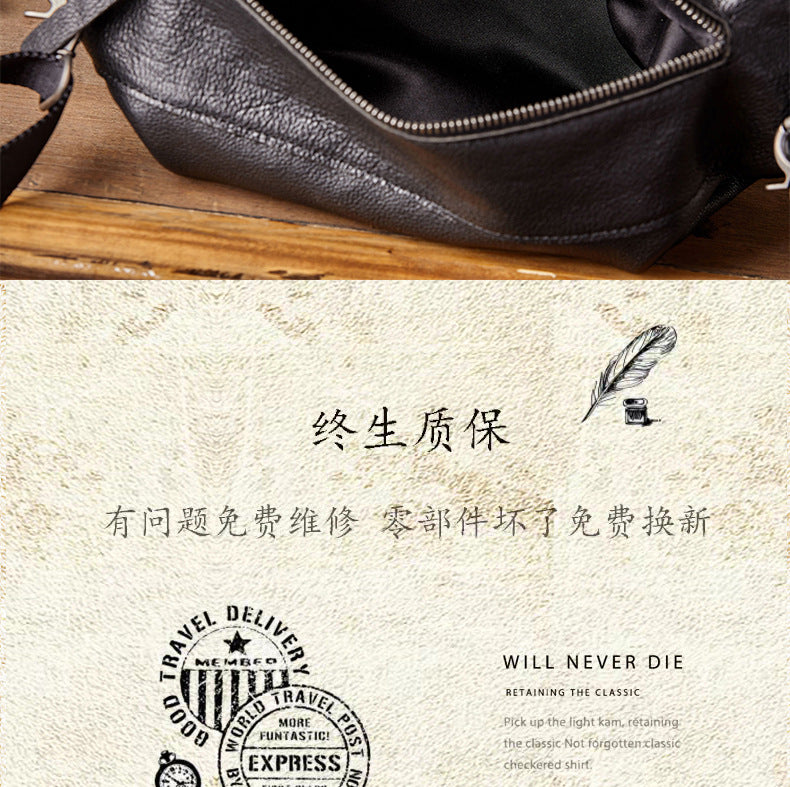 Men's Shoulder Bag Made of Genuine Cowskin Leather Original Handmade Casual Fashion Crossbody Bag 