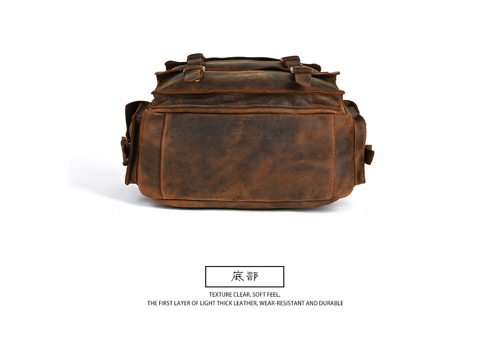 Men's backpack Cowhide genuine leather large capacity outdoor casual men's travel bag computer bag 