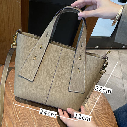 Women's Handbag Large Capacity Genuine Leather Bucket Bag Crossbody Bag Tote Bag Fashion Shoulder Bag.Pochette