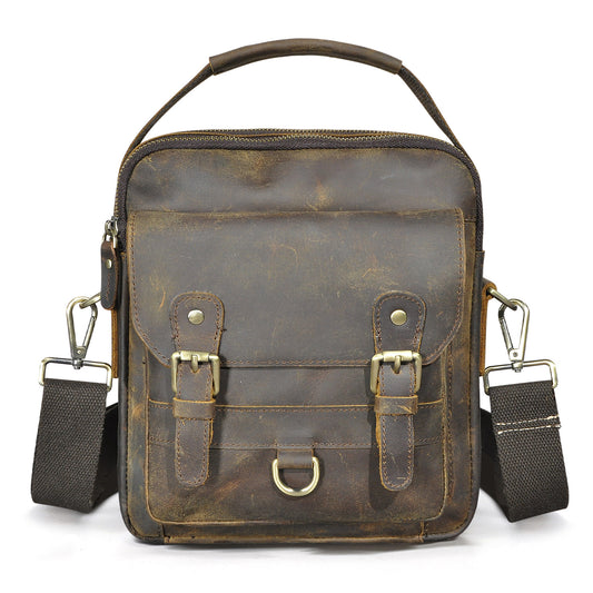 Men's Shoulder Bag Genuine Cowhide Leather Retro Travel Outdoor Men's Crossbody Bag