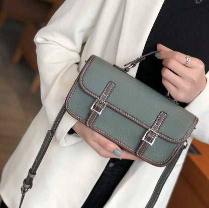 Genuine Leather Women's Bag Retro Handbag Color Matching Crossbody Bag Messenger Bag Shoulder Bag.Pochette