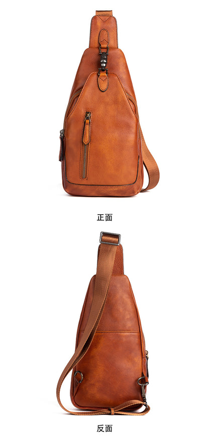 Men's bust bag Genuine cowhide leather retro casual crossbody bag for men 