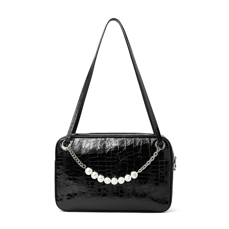 Genuine leather shoulder bag pearl chain bag luxury simple crossbody bag women fashion