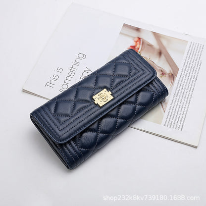 Ladies long wallet genuine leather luxury wallet check sheep leather bag clutch bag wallet ladies wallet