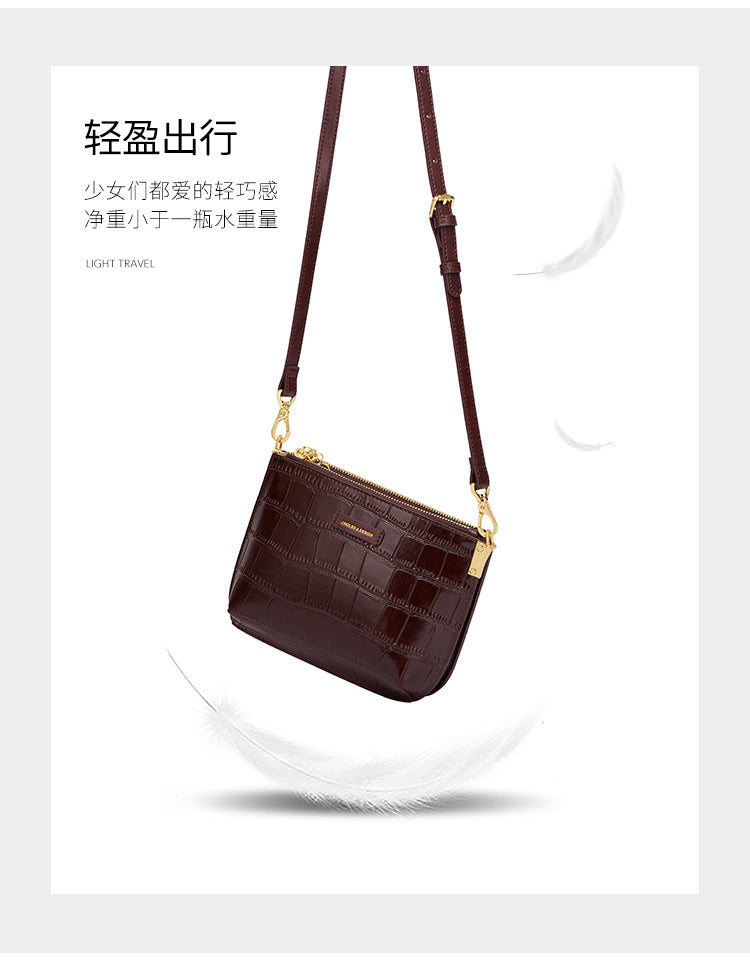 Women's bag Genuine leather crocodile pattern fashion seashell bag Crossbody mini design shoulder bag. Pochette