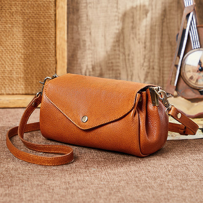 Women's bag Handmade cowhide bag Square bag Retro square bag Shoulder bag that goes with anything.Pochette