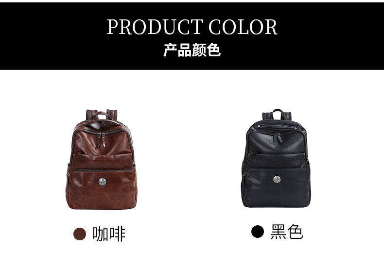 Men's backpack cowhide genuine leather fashion business trip business men's computer bag 