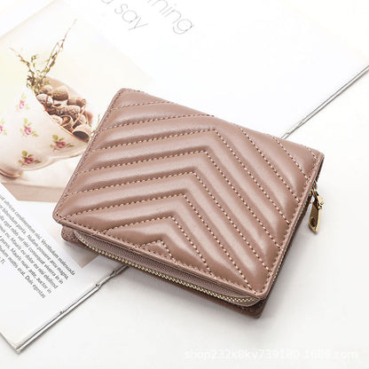 Wallet Women's Wallet Short Coin Purse Mini Wallet Sheep Leather V Check Wallet Trifold Wallet Goes with Anything