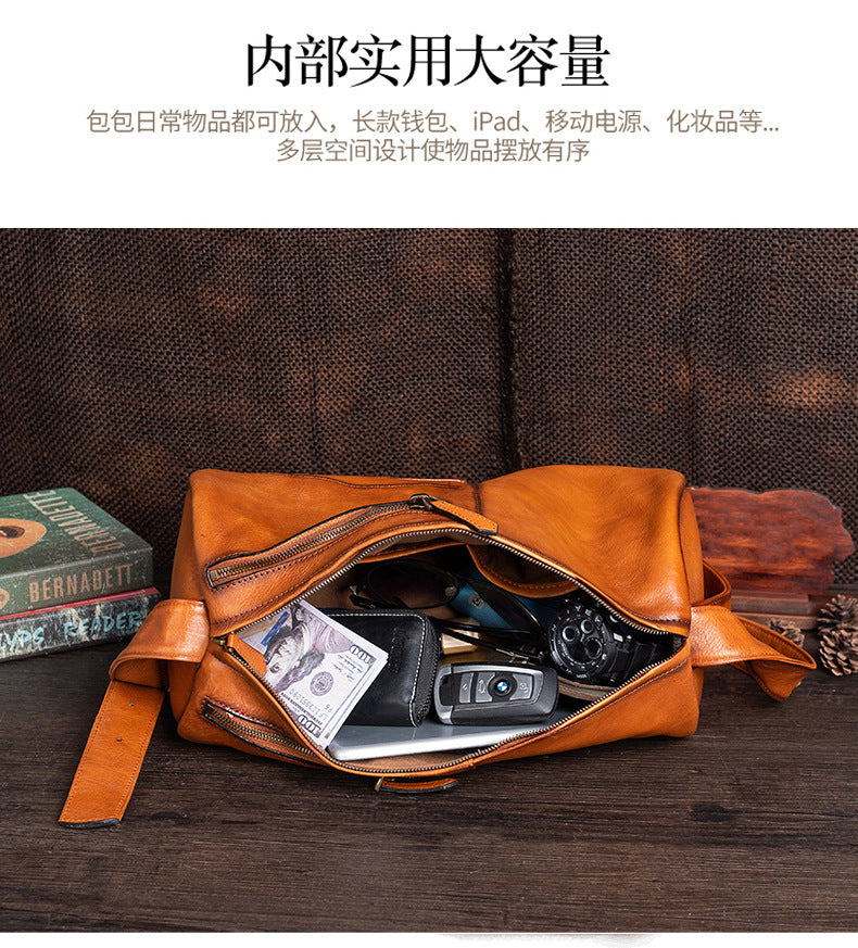 Men's bust bag Genuine cowhide leather retro fashion crossbody bag for men 