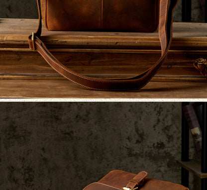 Men's Shoulder Bag Made of Genuine Cowhide Leather Original Handmade Casual Crossbody Bag Messenger Bag for Men 