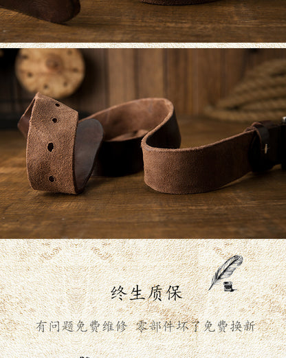 Men's belt handmade original cowhide genuine leather needle buckle simple casual vintage men's belt 