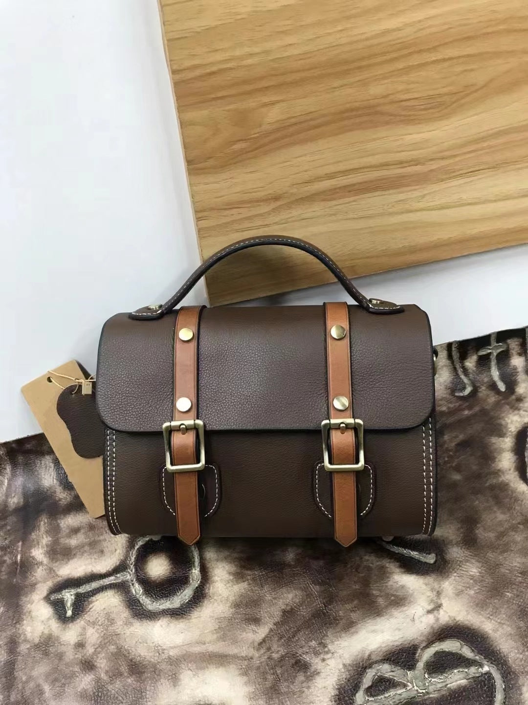 Men's Shoulder Bag Cowhide Genuine Leather Crazy Horse Korean Fashion Casual Men's Crossbody Bag Messenger Bag 