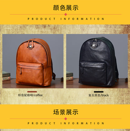 Men's backpack cowhide genuine leather fashion unique unisex travel bag 