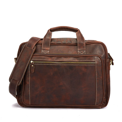 Men's Handbag Briefcase Cowhide Genuine Leather Retro Business Men Computer Bag 