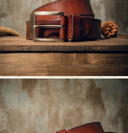 Men's Belt Handmade Genuine Cowhide Leather Casual Fashion Needle Buckle Men's Belt 