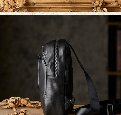 Men's Bust Bag Cowhide Genuine Leather Outdoor Casual Fashion Men's Crossbody Bag Shoulder Bag 