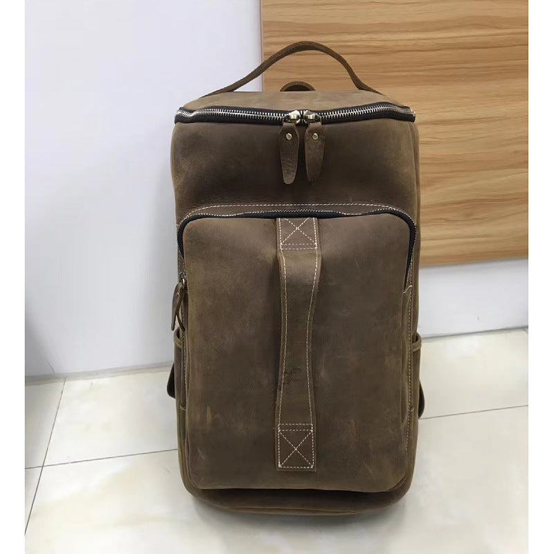 Men's backpack cowhide genuine leather Crazy Horse casual business large capacity fashion travel bag 