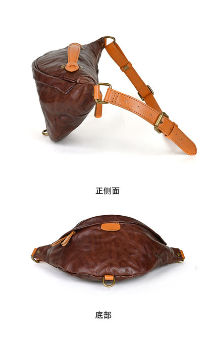 Men's Shoulder Bag Bust Bag Cowhide Genuine Leather Fashion Casual Men's Crossbody Bag 