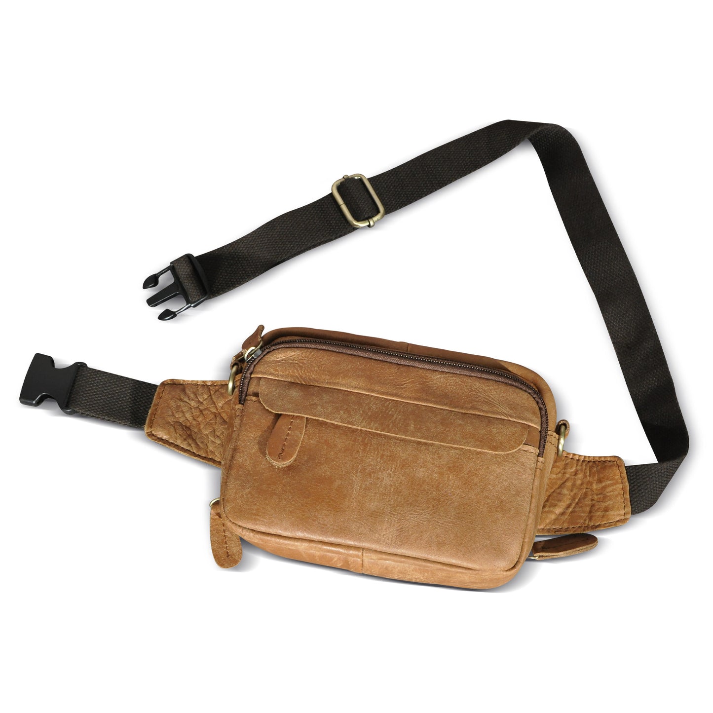 Men's Waist Pouch Cowhide Genuine Leather Simple Fashion Retro Outdoor Men's Bust Bag Shoulder Bag 