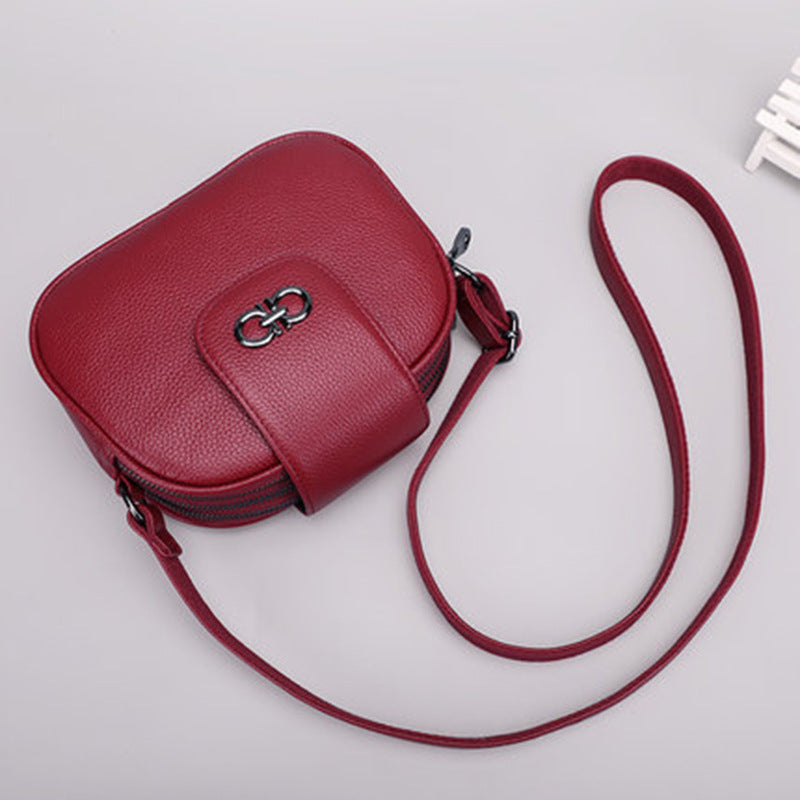 Ladies Crossbody Bag Cowhide Saddle Bag Fashion Genuine Leather Women Bag Simple Shoulder Bag.Pochette