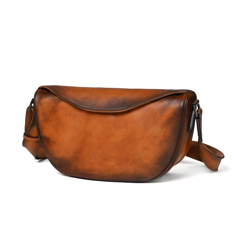 Men's Shoulder Bag Genuine Cowhide Leather Casual Business Crossbody Bag for Men 