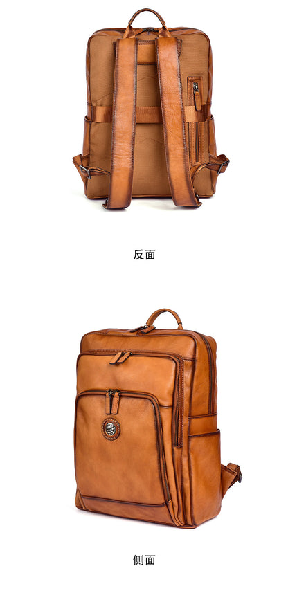 Men's backpack cowhide genuine leather fashion unique travel bag 