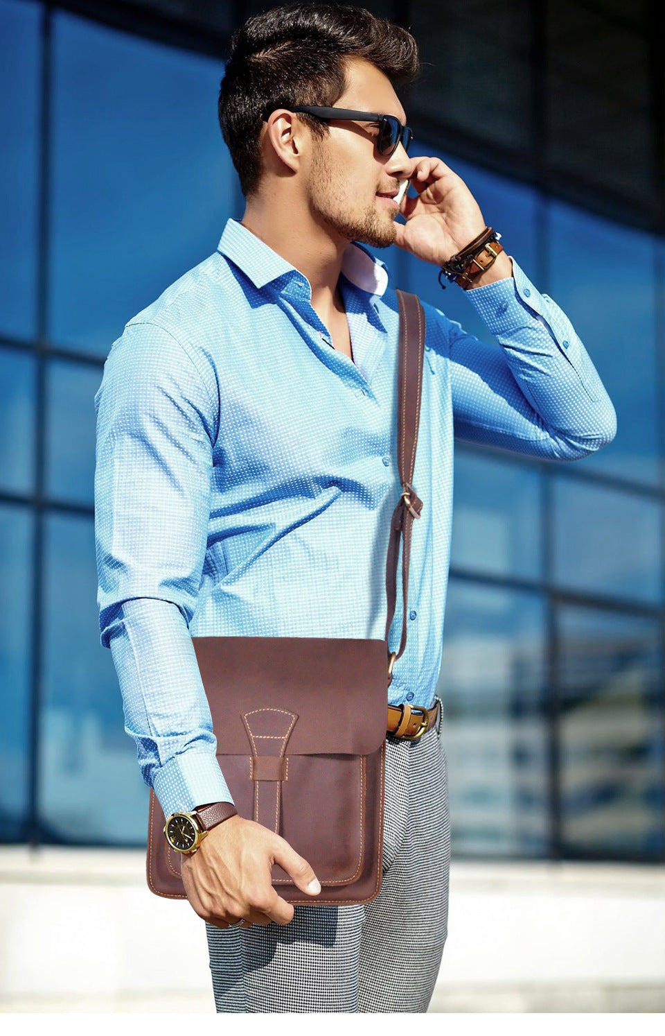 Men's Briefcase Genuine Cowhide Leather Crossbody Bag Retro Business Men Shoulder Bag Computer Bag 