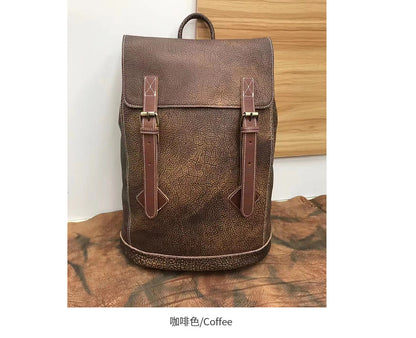 Men's backpack genuine cowhide leather commuting casual fashion large capacity travel bag for men 