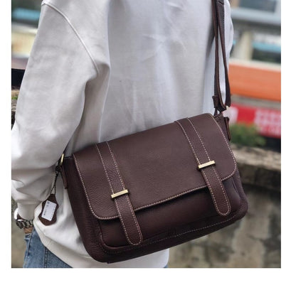 Men's Shoulder Bag Luxury Fashion Genuine Cowhide Leather Business Casual Messenger Bag Crossbody Bag for Men 